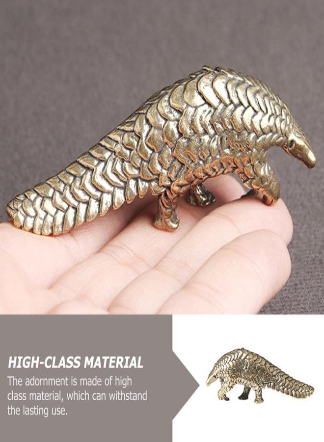 IMIKEYA Brass Pangolin Figurine - Small Decorative Animal Sculpture for Home & Office Decor - Feng Shui Luck & Success Collectible Art Unique Brass Animal Figurine - Image 2