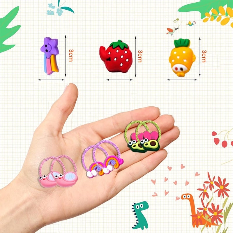 kapimo 20 Pcs Mix Elastic Hair Rubber Bands for Baby Girls Kids Hair Ties Hairband Accessories Cute Fancy Patterns - Image 3
