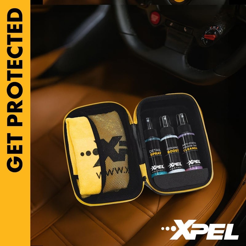 XPEL 3-Pack New Car Care Kit – Ceramic & Waterless Detailing for Paint, PPF & Glass | Ceramic Boost, Waterless Detail Spray, Streak-Free Glass Cleaner & Premium Microfiber Towel in Branded Case - Image 2