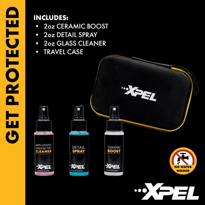 XPEL 3-Pack New Car Care Kit – Ceramic & Waterless Detailing for Paint, PPF & Glass | Ceramic Boost, Waterless Detail Spray, Streak-Free Glass Cleaner & Premium Microfiber Towel in Branded Case - Image 3