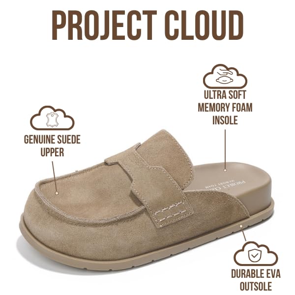 Project Cloud مشروع كلاود كعب نسائي من الجلد الأصلي - دعم قوس من رغوة الذاكرة ونعل غير قابل للانزلاق - أحذية شتوية ببلاتفورم (فومي، تاوبسود، 10) - Image 2