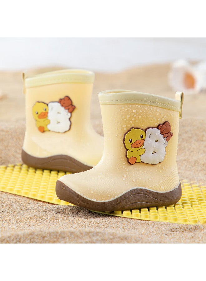 B.duck Children's Rain Boots, Boys And Girls Baby Summer Waterproof Shoes, Cartoon Rubber Shoes, 5915 Beige, Size 30