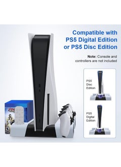 DOBE PS5 Stand with Fan and PS5 Controller Charging Station, Multifunctional PS5 Console Vertical Stand with 10 Game Rack Organiser, for Playstation 5 Digital Edition and Disc Edition  - Image 1