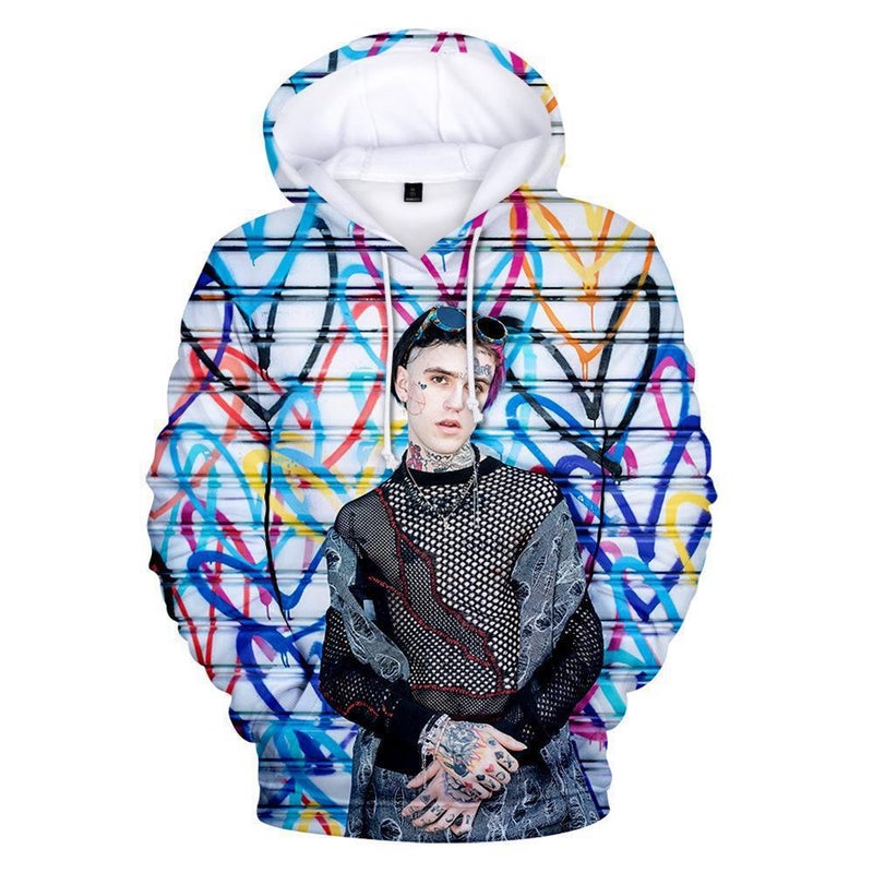 Rapper Lil Peep Surrounding 3D Digital Printing Casual Hooded Vests - Image 5