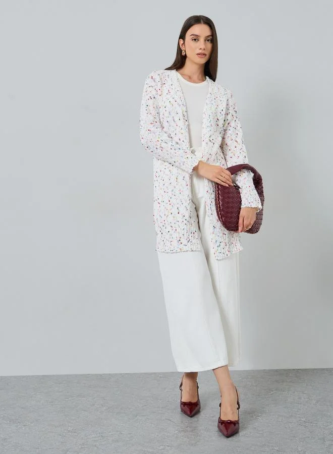 Take Two Take Two Multi Yarn Open Front Knit Cardigan