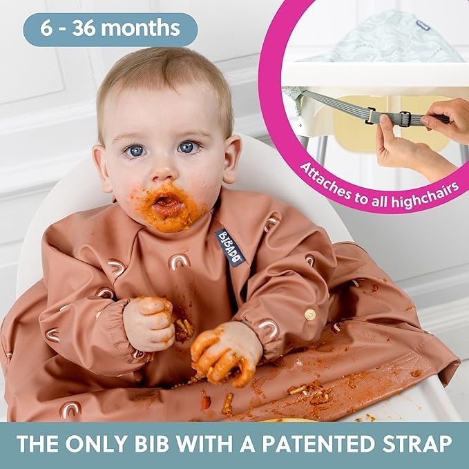 Bibado Baby Bibs With Sleeves - Toddler and Baby Led Weaning Bib - 6-36 Months, Attaches to Highchairs, Strollers, Tables - Image 3