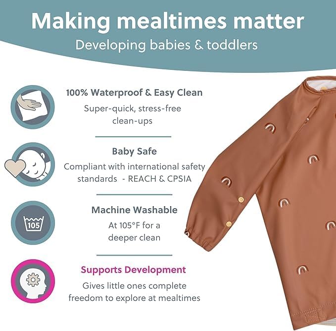 Bibado Baby Bibs With Sleeves - Toddler and Baby Led Weaning Bib - 6-36 Months, Attaches to Highchairs, Strollers, Tables - Image 5