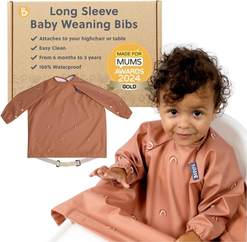 Bibado Baby Bibs With Sleeves - Toddler and Baby Led Weaning Bib - 6-36 Months, Attaches to Highchairs, Strollers, Tables - Image 1