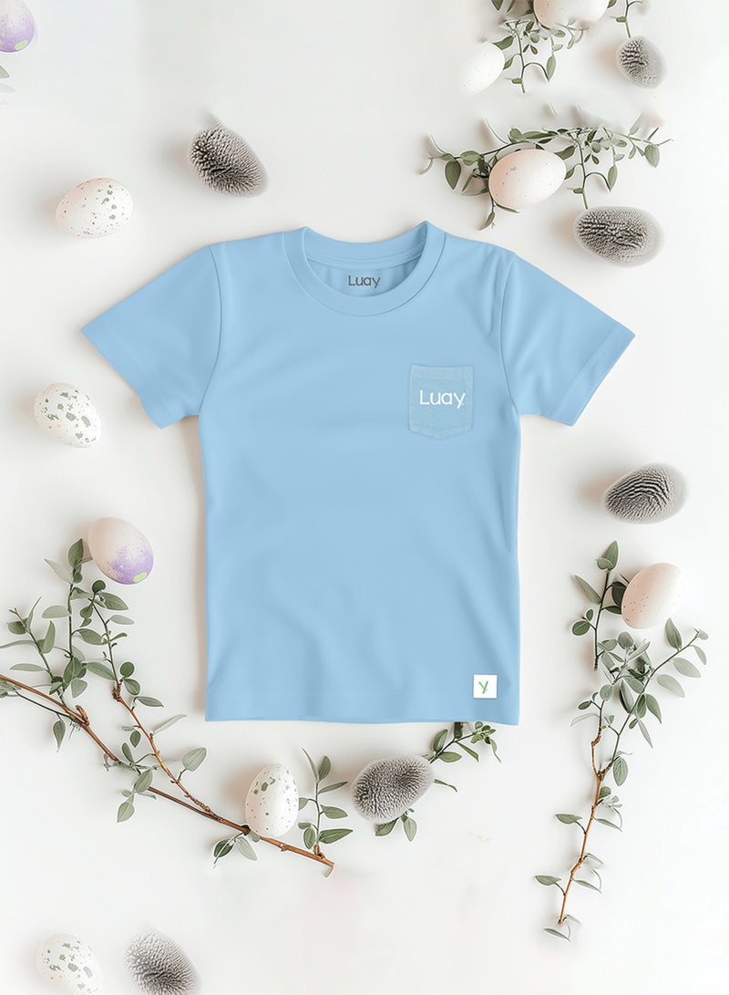 LUAY Unisex Bamboo based Ultra- Soft fabric Half Sleeve T-Shirt -Clear Blue - Image 3