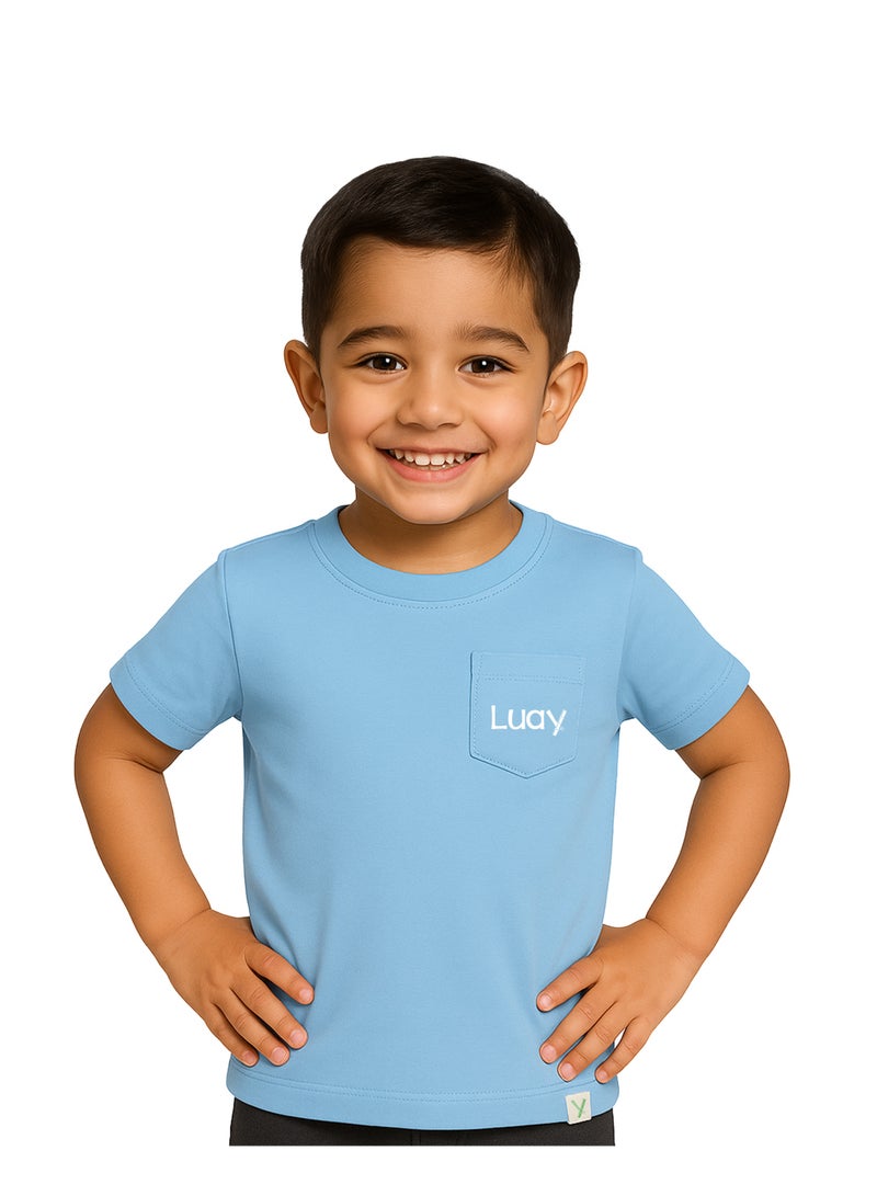 LUAY Unisex Bamboo based Ultra- Soft fabric Half Sleeve T-Shirt -Clear Blue - Image 5