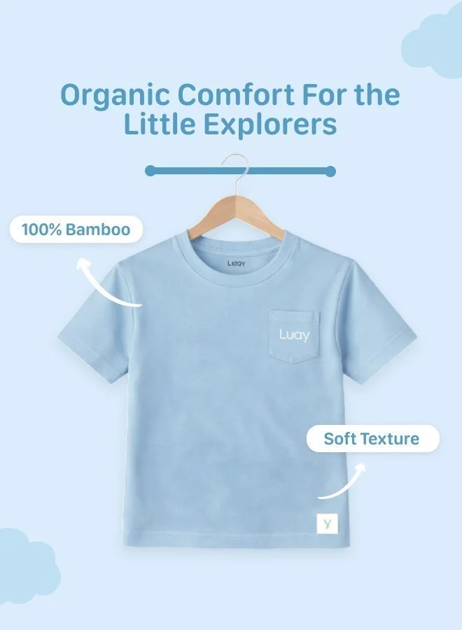 لؤي **تي شيرت نصف كم للأولاد من قماش البامبو فائق النعومة - أزرق صافي**