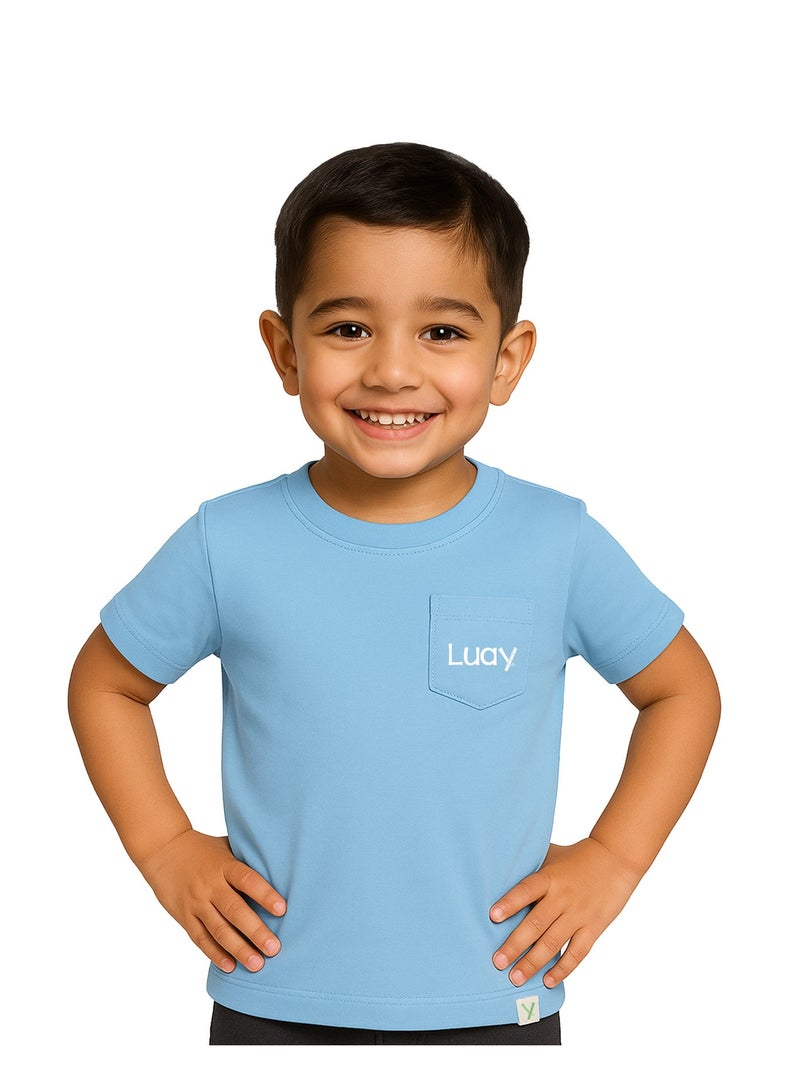 لؤي **تي شيرت نصف كم للأولاد من قماش البامبو فائق النعومة - أزرق صافي** - Image 5