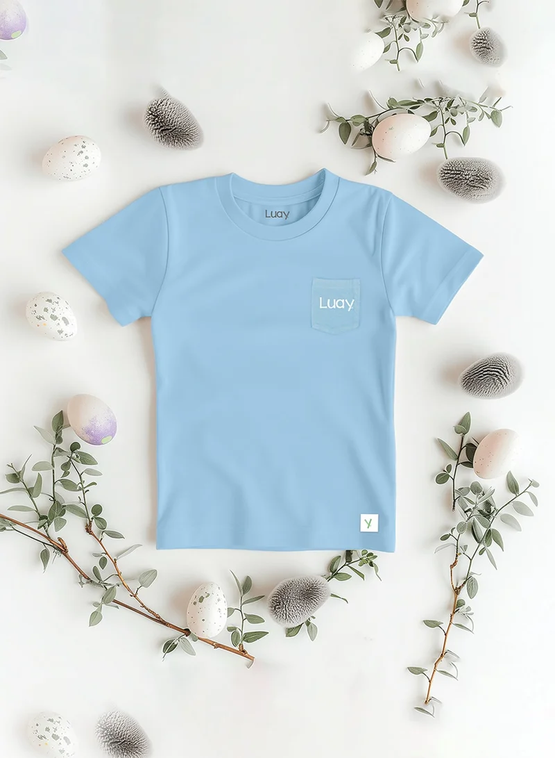 Luay Single Boys Bamboo based Ultra- Soft fabric Half Sleeve T-Shirt -Clear Blue for Men | Best Price UAE