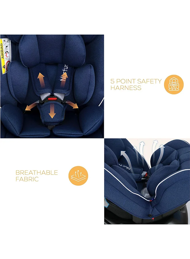Nurtur Otto Baby/Kids 4-in-1 Car Seat - 4 Position Recline 5-Point Safety Harness – 10 Level Adjustable Headrest, 0 months to 12 years (Group 0+/1/2/3), Upto 36kg - Blue Multi