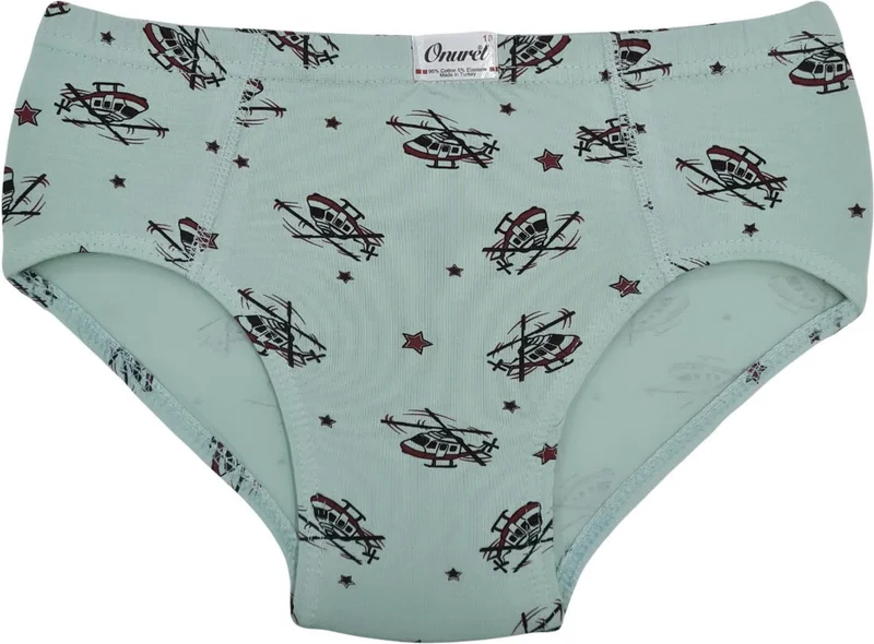 Onurel Boy 5-Pack Mixed Color Helicopter Printed Lycra Panties