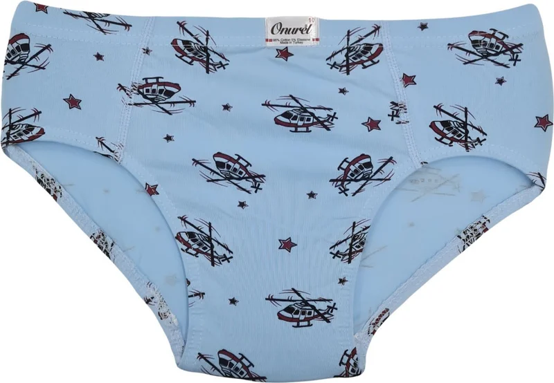 Onurel Boy 5-Pack Mixed Color Helicopter Printed Lycra Panties