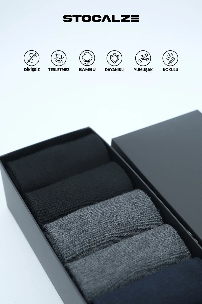 Stocalze Bamboo Men's Long Socks 6 Pack Flat Socks. Breathable and Anti-Sweat Men's Bamboo Socks