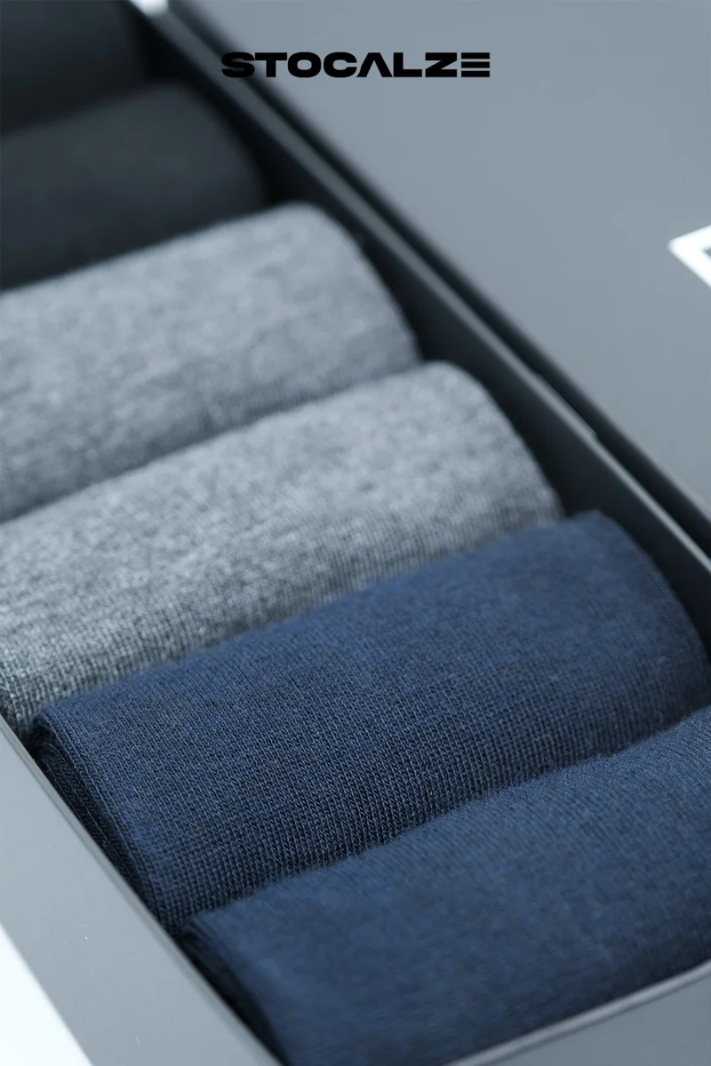 Stocalze Bamboo Men's Long Socks 6 Pack Flat Socks. Breathable and Anti-Sweat Men's Bamboo Socks