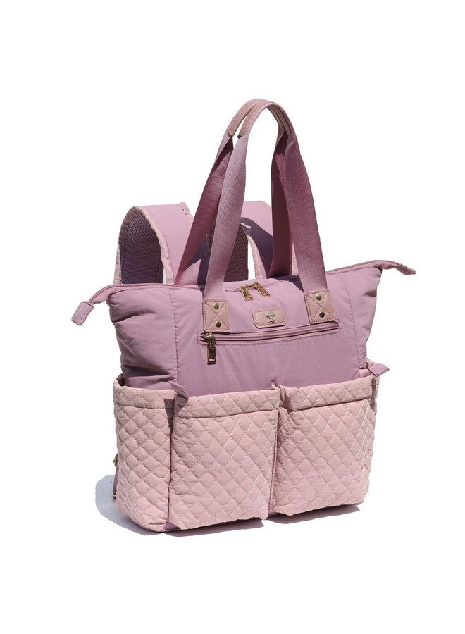 ESVAN Diaper Tote Bag Totepack Backpack 2 in 1 for Women Multifunctional Large Capacity with Insulated Pockets Travel (Pink Purple) - Image 1