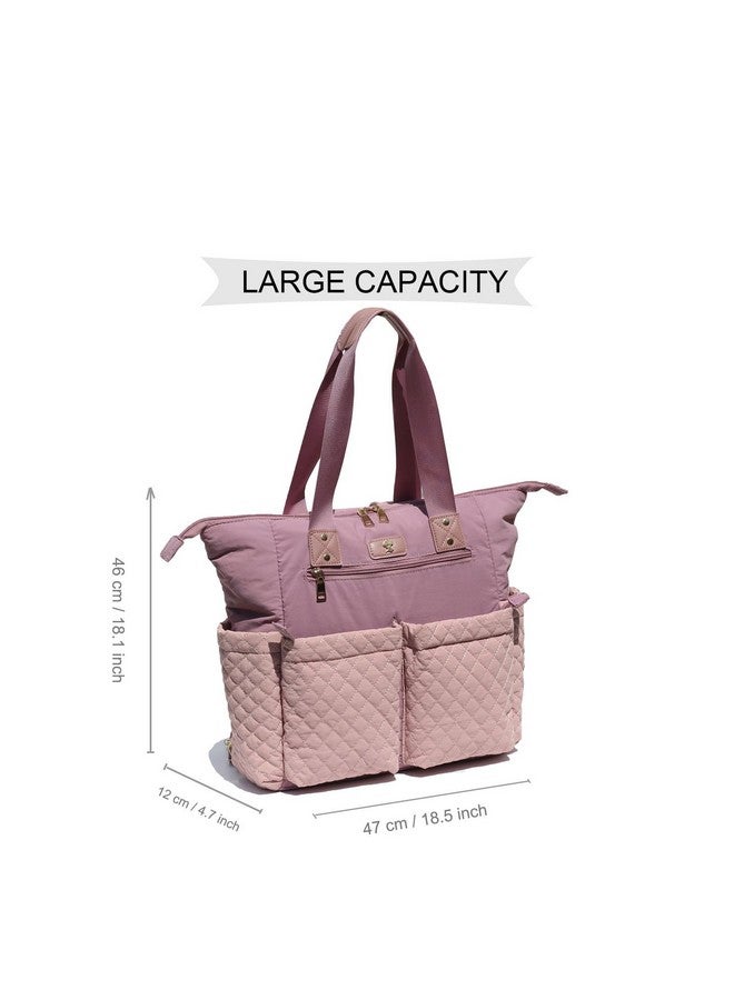 ESVAN Diaper Tote Bag Totepack Backpack 2 in 1 for Women Multifunctional Large Capacity with Insulated Pockets Travel (Pink Purple) - Image 2