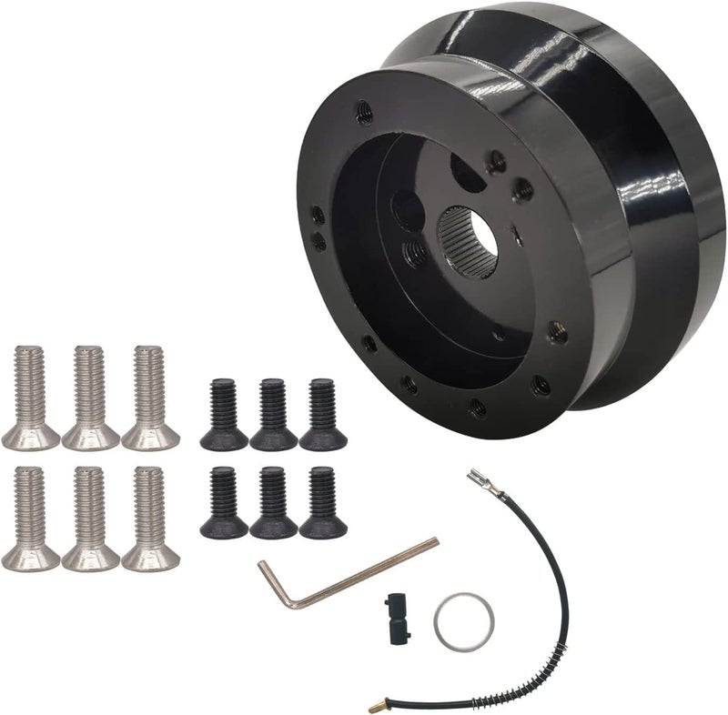 UcarSoon 5 & 6 Hole Steering Wheel Hub Adapter Replacement for GMC Truck Pickup (Black) - Image 1