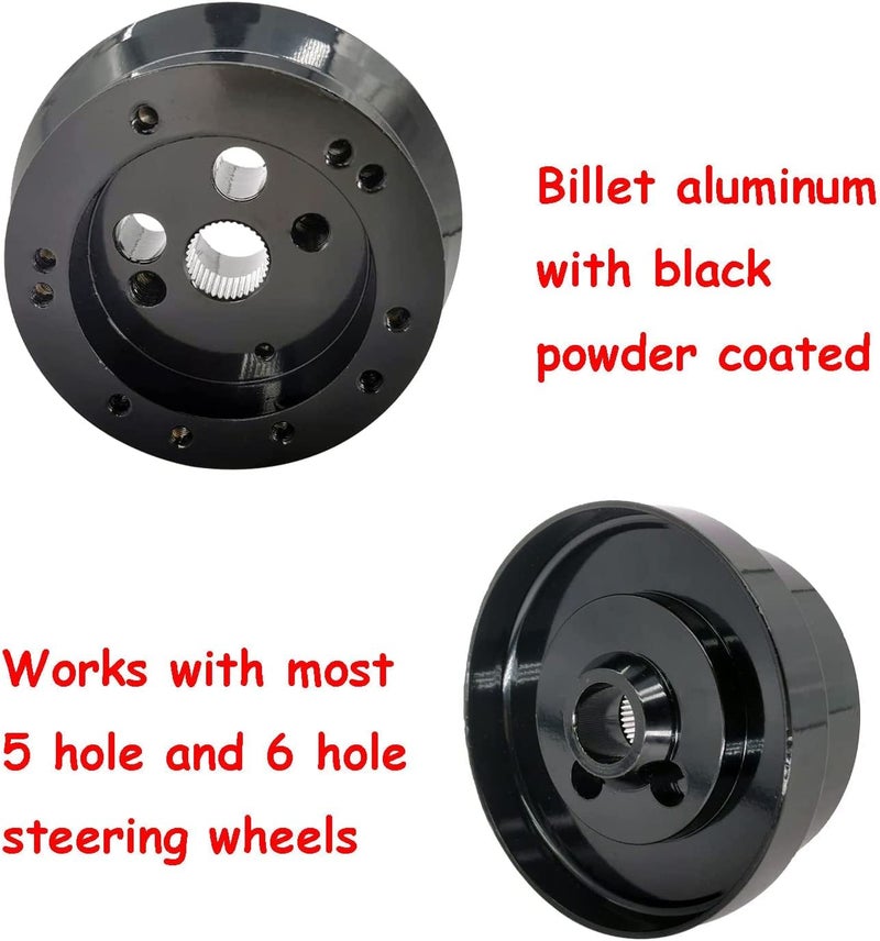 UcarSoon 5 & 6 Hole Steering Wheel Hub Adapter Replacement for GMC Truck Pickup (Black) - Image 3