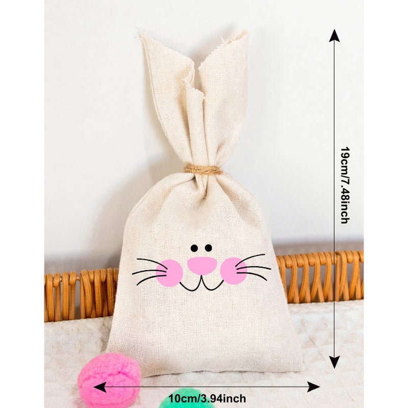 2pcs Bunny Drawstring Burlap Gift Bags for Easter Treats Party Favors - Image 3
