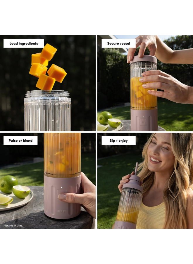 Beast GO Cordless, Premium Portable Blender for Shakes & Smoothies, 22oz Blending Vessel, Blends Ice & Frozen Fruit, Rechargeable USB-C Battery, Drinking Lid and Straw System (Carbon Black) - Image 5