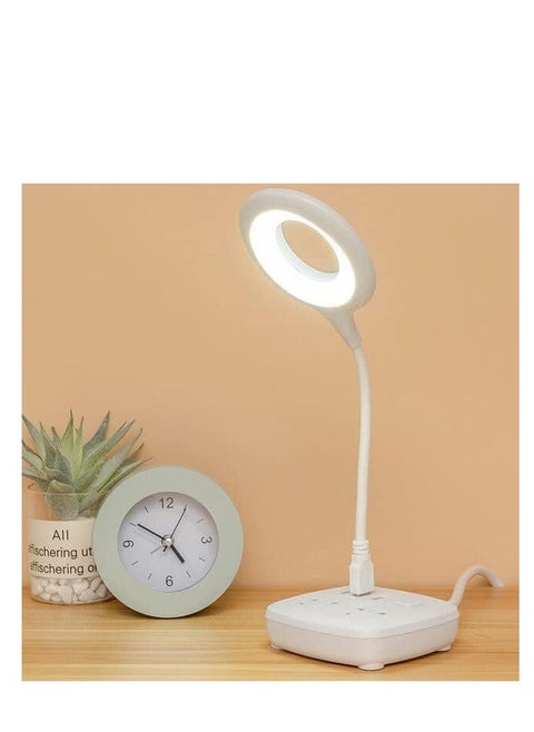 Mini USB Table Lamp with 3 Colors LED Lights, 360 Degree Adjustable Lighting, Suitable for Reading Books, Working at Night, Studying, White