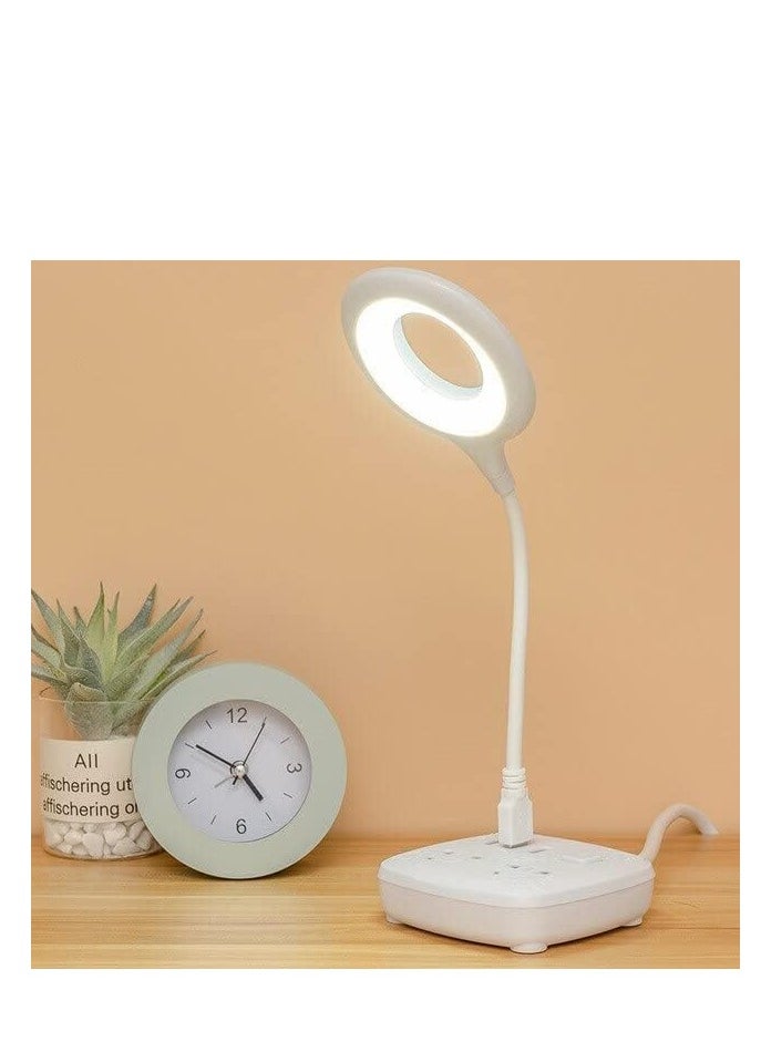 Generic - Mini USB Table Lamp with 3 Colors LED Lights, 360 Degree Adjustable Lighting, Suitable for Reading Books, Working at Night, Studying, White - Image 1