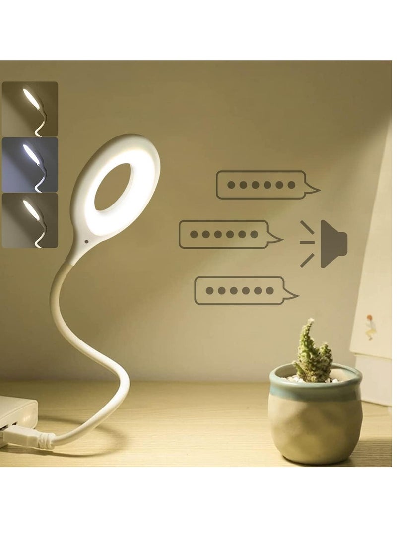 Generic - Mini USB Table Lamp with 3 Colors LED Lights, 360 Degree Adjustable Lighting, Suitable for Reading Books, Working at Night, Studying, White - Image 1