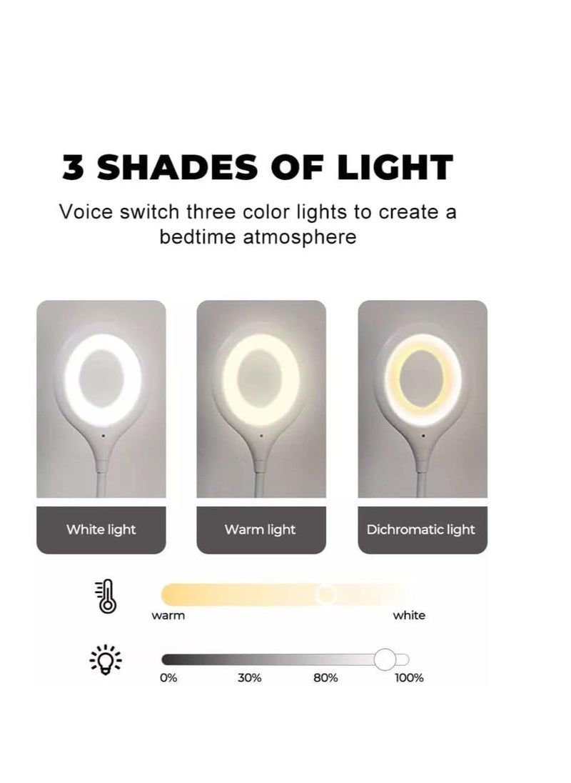 Generic - Mini USB Table Lamp with 3 Colors LED Lights, 360 Degree Adjustable Lighting, Suitable for Reading Books, Working at Night, Studying, White - Image 1