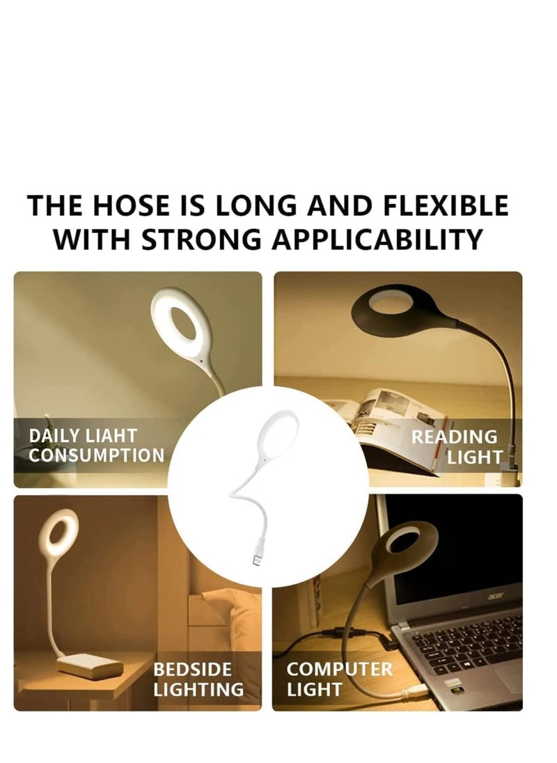 Generic - Mini USB Table Lamp with 3 Colors LED Lights, 360 Degree Adjustable Lighting, Suitable for Reading Books, Working at Night, Studying, White - Image 1