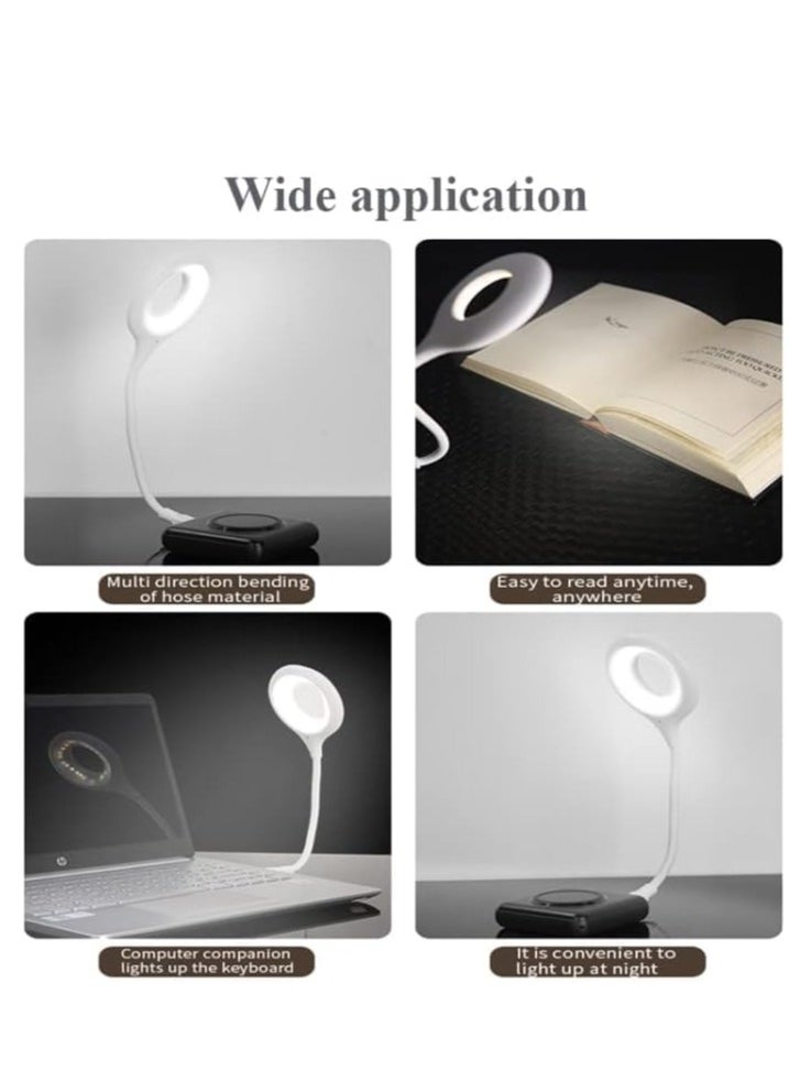 Generic - Mini USB Table Lamp with 3 Colors LED Lights, 360 Degree Adjustable Lighting, Suitable for Reading Books, Working at Night, Studying, White - Image 1