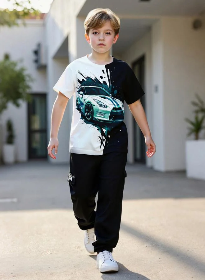 Take Two Take Two Teens Car Graphic T-Shirt and Joggers Set