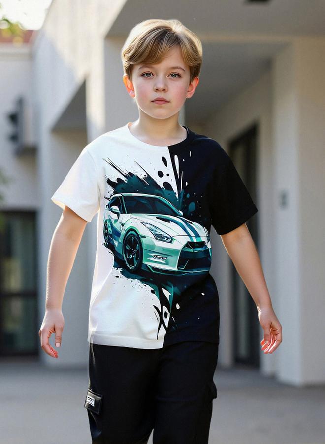 تايك تو طقم تيشيرت بطبعة سيارة مع جوغر - Image 4