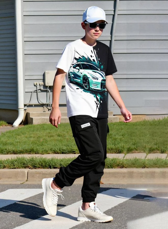 Take Two Take Two Teens Car Graphic T-Shirt and Joggers Set