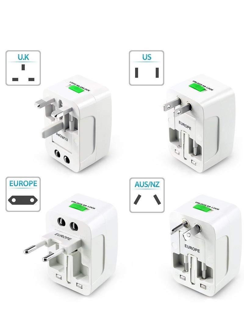 ELTRAZONE Universal Travel Adapter with USB Ports – International All-in-One Travel Charger (White)  - Image 3