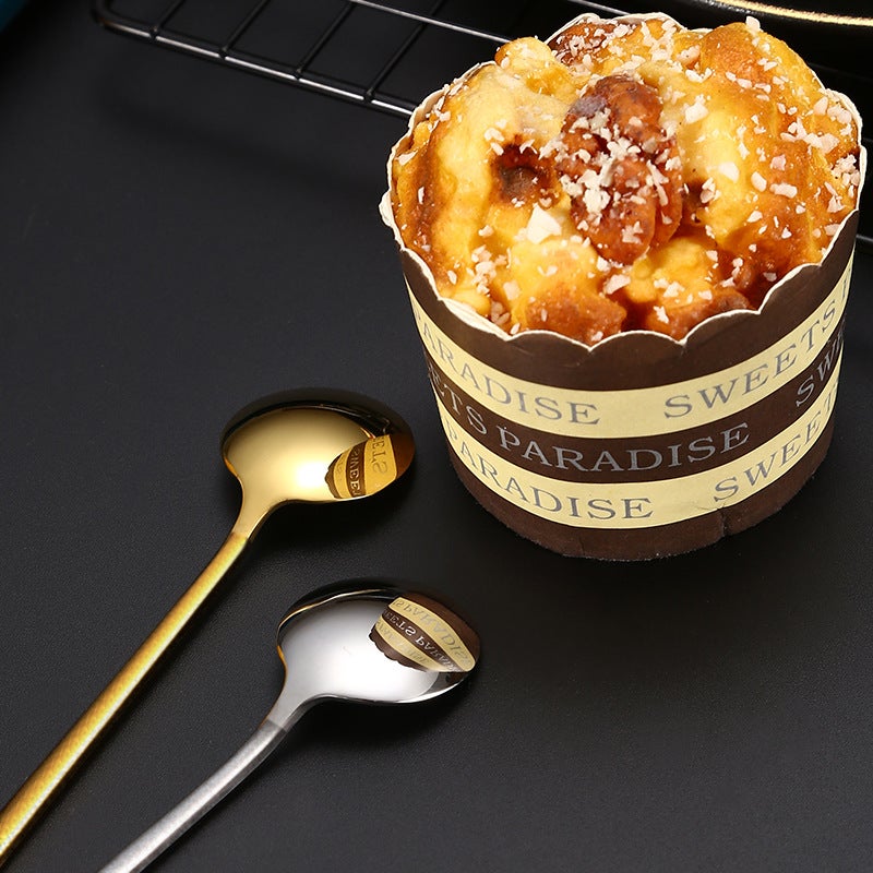 304 Stainless Steel Coffee Spoon Frosted Spoon Small Golden Spoon Dessert Spoon Small Round Spoon Ice Spoon Honey Bird'S Nest Mixing Spoon - Image 5