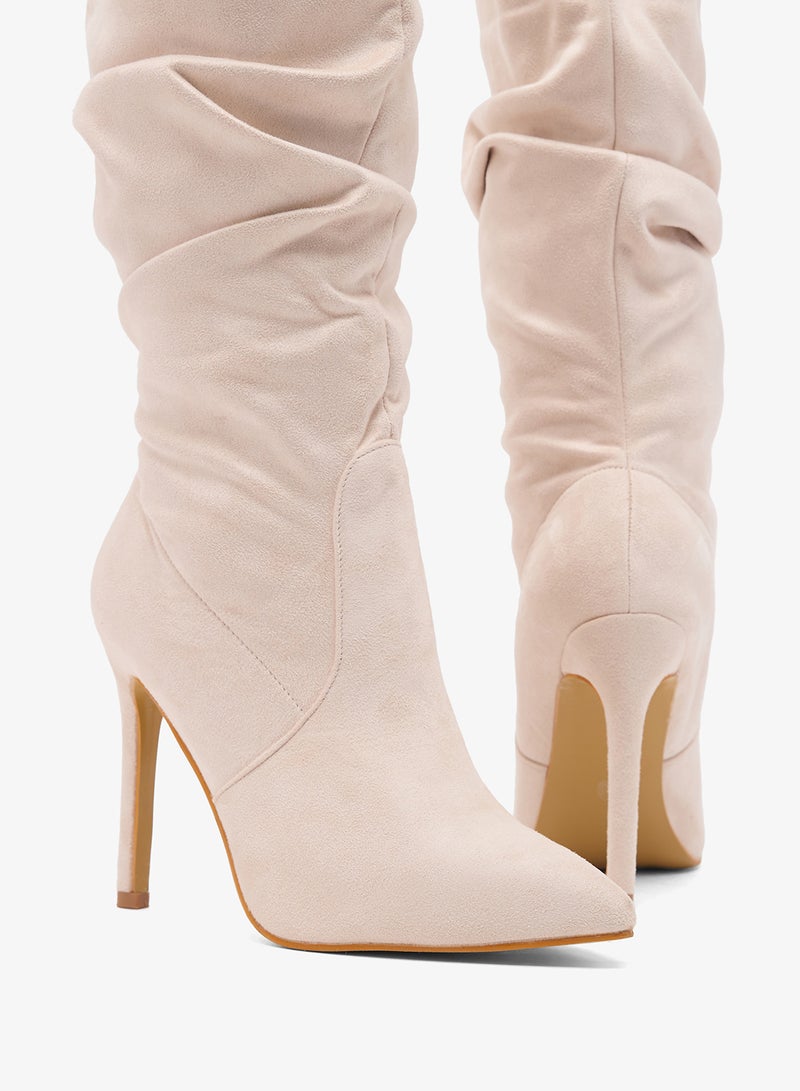 ELLA Pointed Toe Stiletto Heel Mid Calf Boots - Image 4