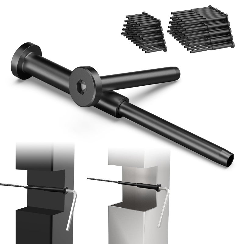BLIKA 40 Pairs 1/8" Invisible Black Cable Railing Kits for 2"x2", 4"x4" Wood/Metal Posts, T316 Stainless Steel Invisible Tensioner and Ends, Deck Stair Black Cable Railing Hardware 4x4 - Image 1