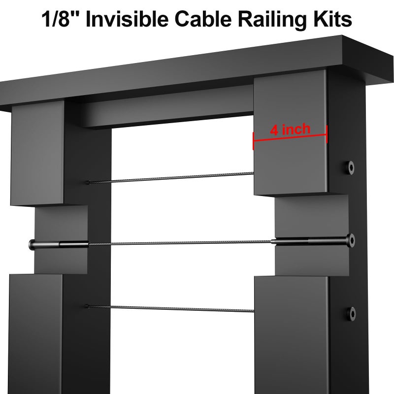 BLIKA 40 Pairs 1/8" Invisible Black Cable Railing Kits for 2"x2", 4"x4" Wood/Metal Posts, T316 Stainless Steel Invisible Tensioner and Ends, Deck Stair Black Cable Railing Hardware 4x4 - Image 3