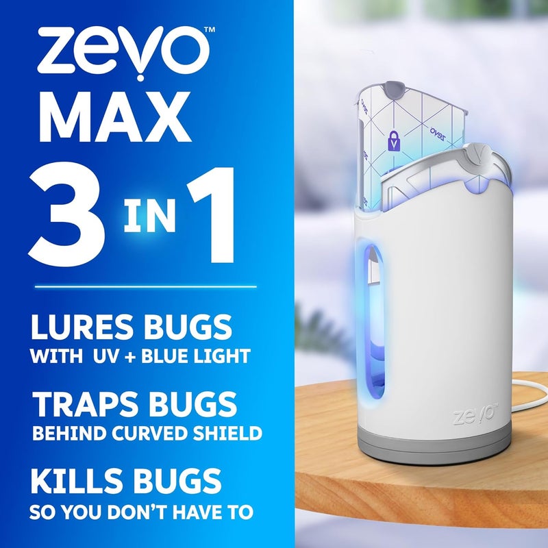 ZEVO MAX Flying Insect Trap + Flying Insect Trap, Fly Trap Captures Houseflies, Fruit Flies, and Gnats (2 Plug-in Bases + 3 Cartridges) - Image 2