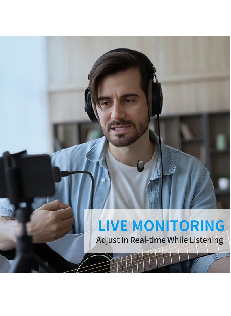 Excefore Wireless Lavalier Microphone, Professional Mini Lapel Mic 2.4Ghz for USB C, Noise Reduction Wireless Microphone, for Live Streaming YouTube TikTok Vlog Interviews Video, Black - Image 5