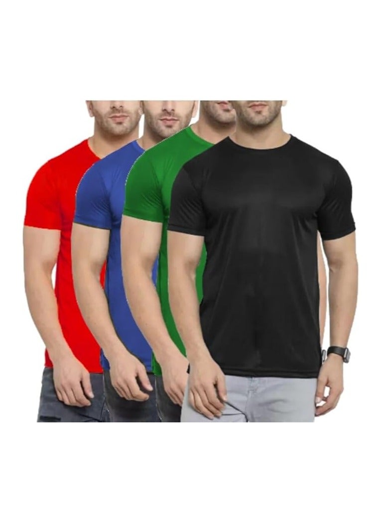 PRINTSHOP4ME Pack Of 4 Men's Quick Dry Short Sleeve Athletic Dry Fit T-Shirt-Men Athletic Dry Fit Sports T-shirt-Short Sleeve Gym T-Shirts - Image 1