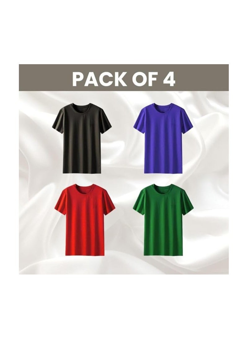 PRINTSHOP4ME Pack Of 4 Men's Quick Dry Short Sleeve Athletic Dry Fit T-Shirt-Men Athletic Dry Fit Sports T-shirt-Short Sleeve Gym T-Shirts - Image 2