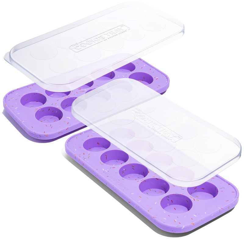 Souper Cubes Souper Cubes Silicone Cookie Dough Freezer Tray  Perfect for Freezing and Storing Cookies Mini Chocolates Mini Egg Bites Peanut Butter Cups and More  Lavender With Sprinkles  2Pack
