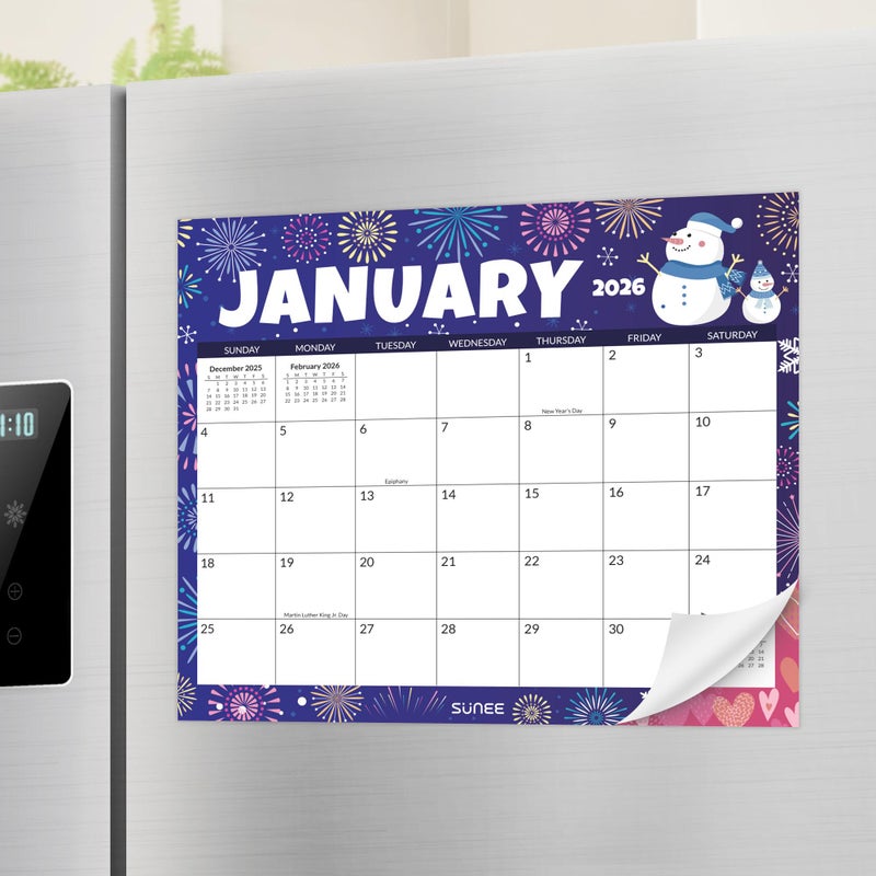 SUNEE Fridge Calendar 2026-2027 from October 2025 to June 2027, Magnetic Calendar for Refrigerator 13.5"x11.5" with Magnet Monthly for Family or Kitchen, Seasonal - Image 1