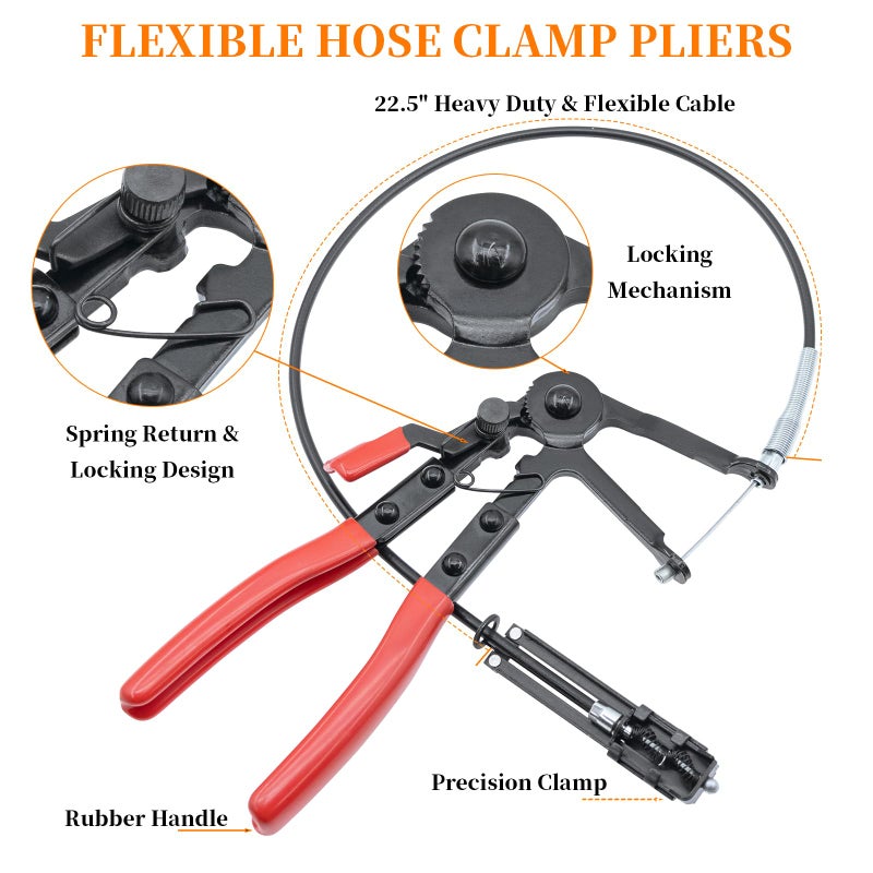 Yuesstloo 16 Pcs Hose Clamp Pliers Set, Hose Clamp Removal and Installation Tool with Long Flexible Plier & Electrical Disconnect Pliers for Automotive Coolant Radiator Heater, Water Hoses, Fuel Lines - Image 4