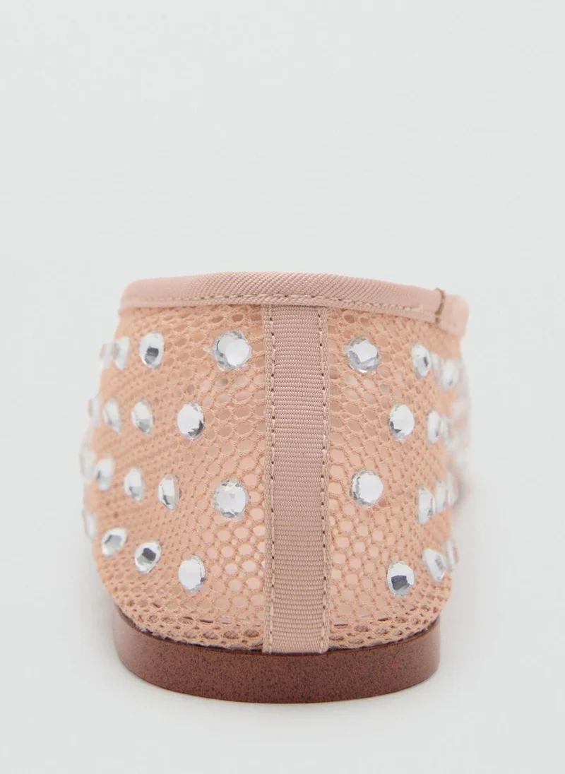 مانجو Mesh rhinestone ballet flats